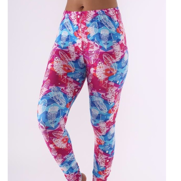 Feather print casual leggings pl203long - Picture 4 of 4